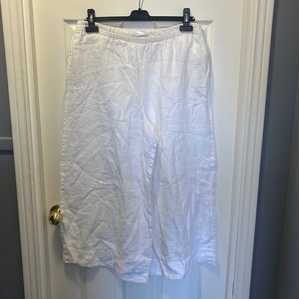 Agnona 100% white linen wide leg pants
